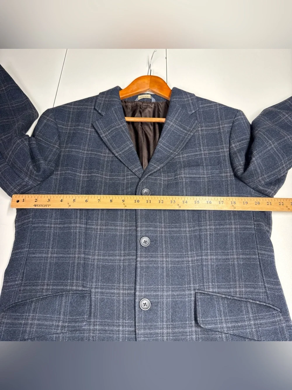 VTG Banana Republic Wool Blazer Mens 42S‎ Blue Plaid Jacket Sport Coat 3 Button